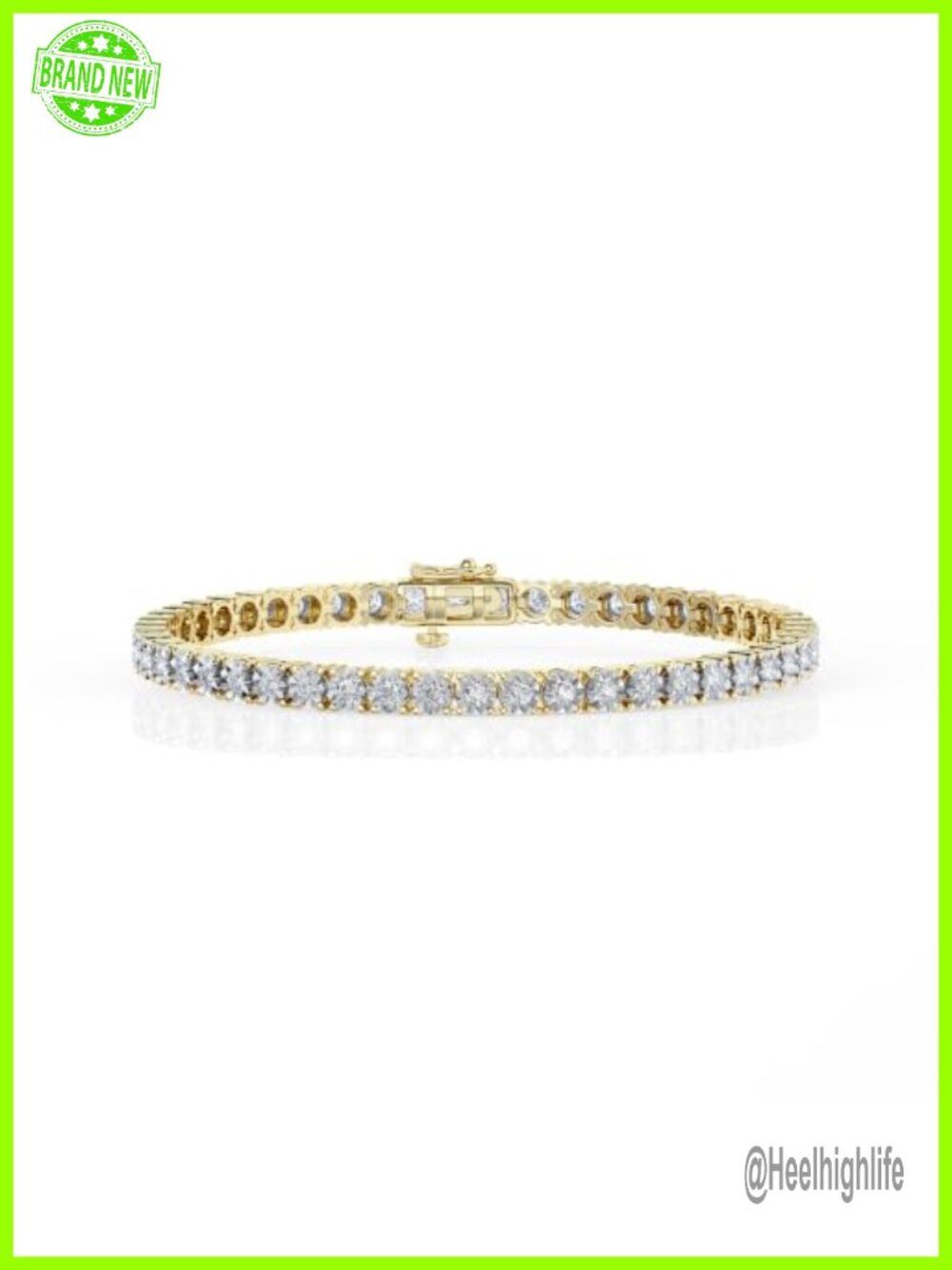 14K Yellow Gold Plated Sterling Silver Lab Grown Diamond Tennis Bracelet 7"